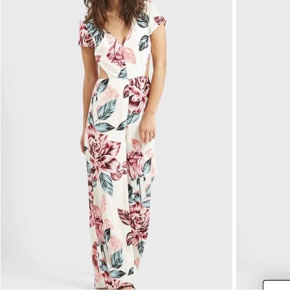 Kendall & Kylie Pink and Green Floral Maxi Dress